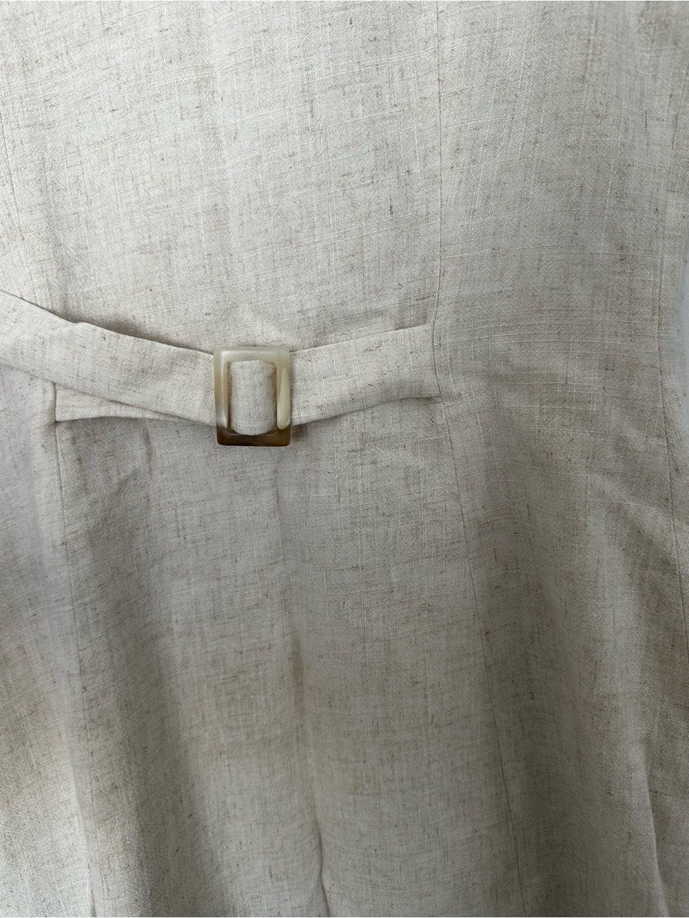 Sleeveless V-Neck Button-Front Mini Dress in Cream - Picture 10 of 11
